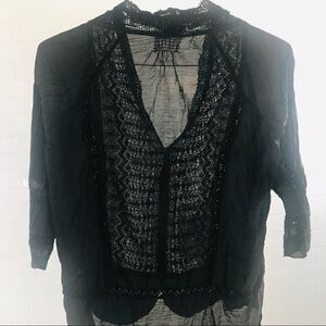 Anthropologie TINY black see through lace blouse